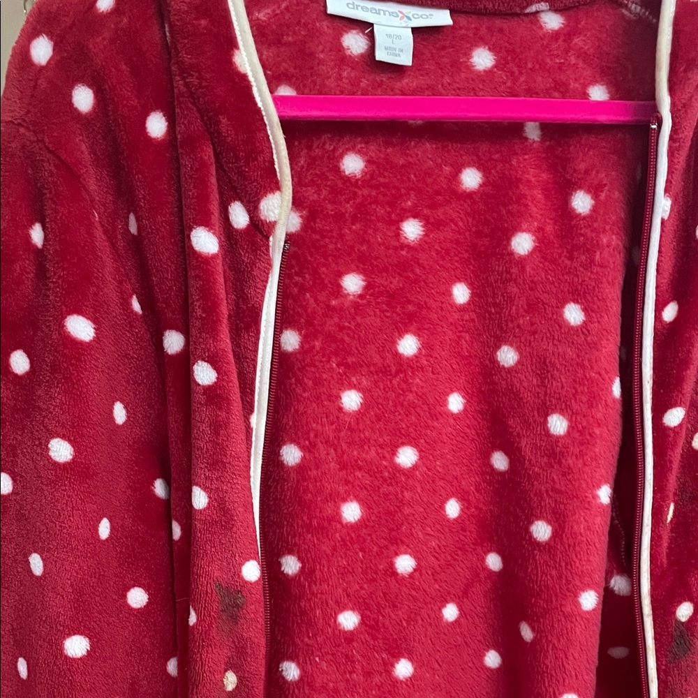 Red Polka Dot Fleece Robe